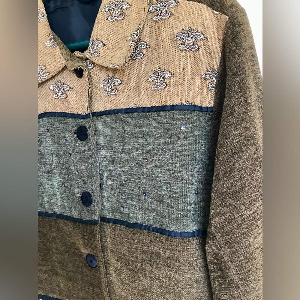 Vintage Analogy fleur-de-lis Decorated Women’s Coat  Size Small - Picture 4 of 8